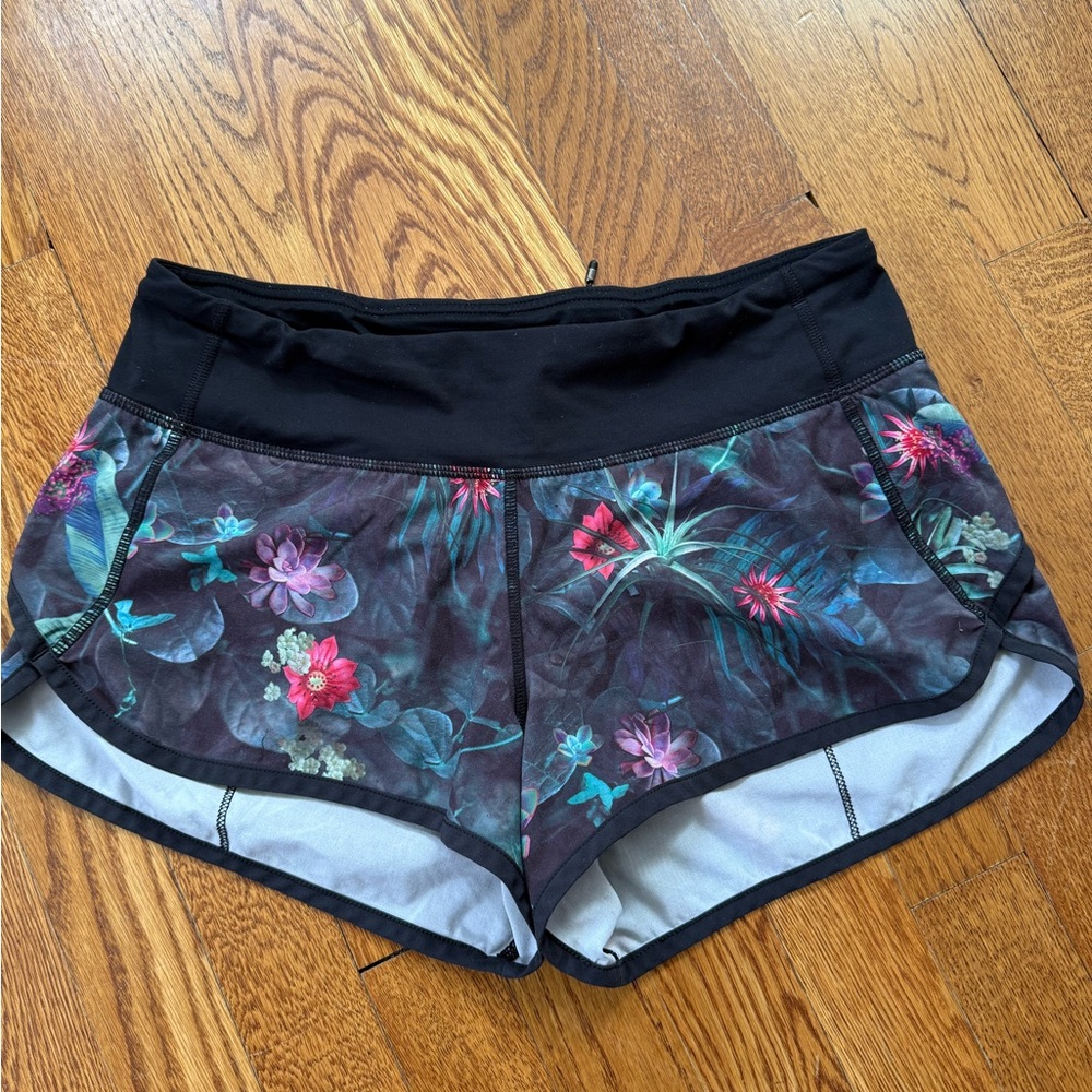 Lululemon Floral Black Women's Running Shorts